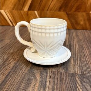 Costa Nova White Stoneware Mug and Saucer Set
